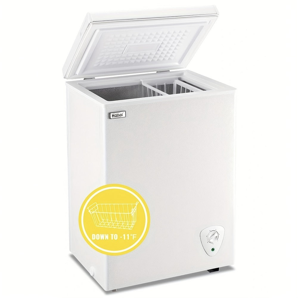 Chest Freezer, Compact Mini Deep Freezer with 7-Level Temperature Control (-11.2¡ãF to 50¡ãF), Low Noise R600a Compressor, Removable Basket ¨C 3.8 Cu Ft Upright Freezer for Dorm, Apartment, Garage & Home Kitchen