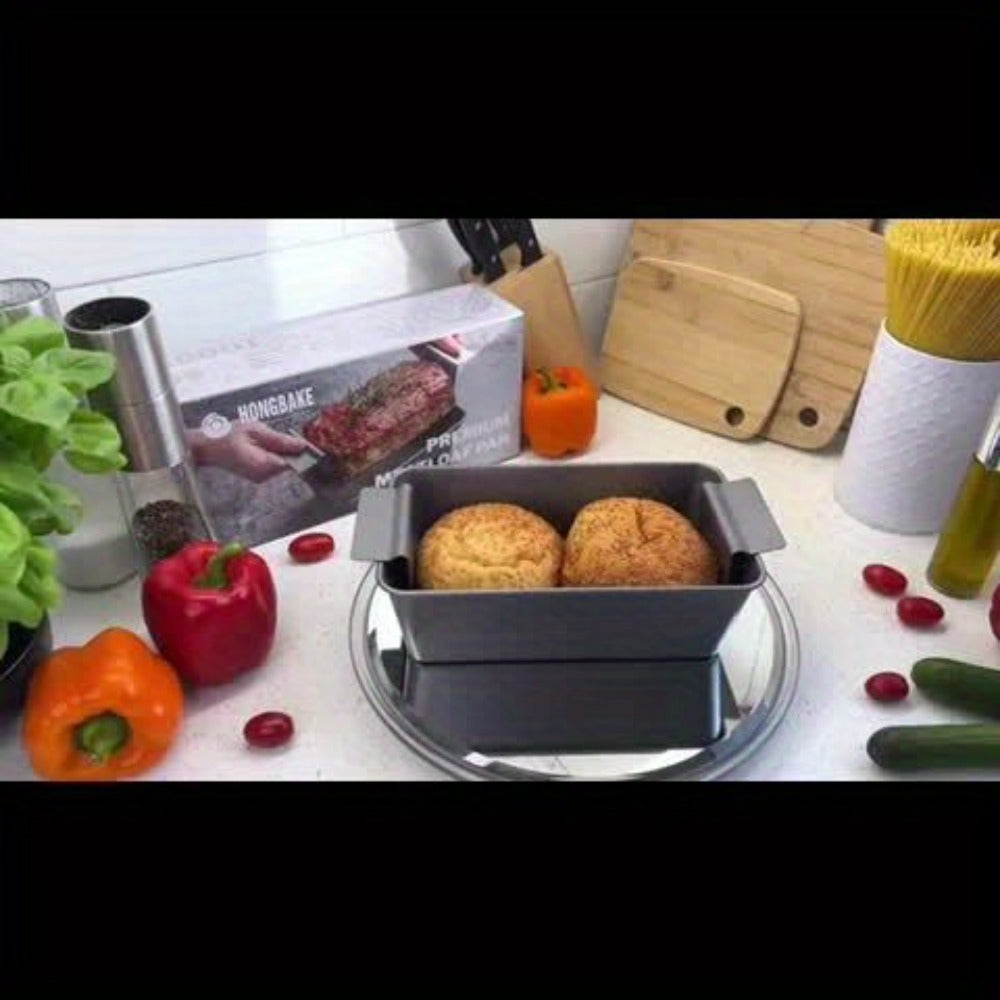 Loaf Pan Set of 4 Nonstick Carbon Steel Meatloaf Pan with Drain Tray 9x5 Inch Bread Baking Pan for Meatloaf Banana Bread Cake Oven Safe Kitchen Bakeware