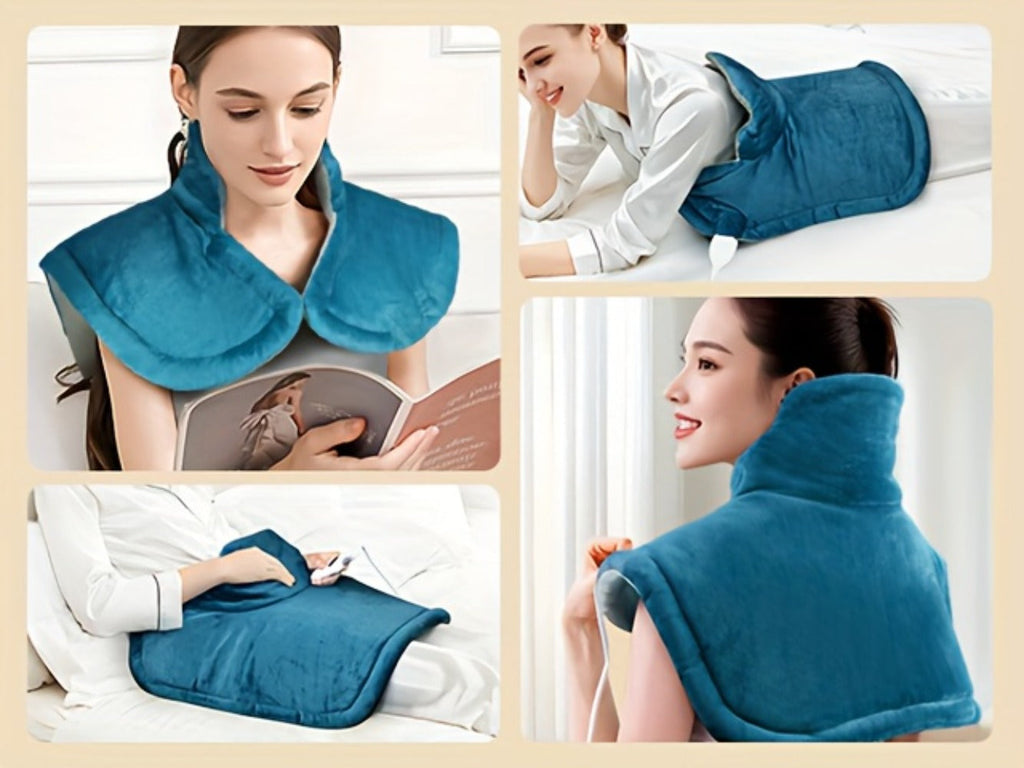 Heating Pad for Neck & Shoulders ¨C 130W Graphene Weighted Electric Pad, 6 Heat Settings, 4 Timers, Auto Shut-Off, Machine Washable
