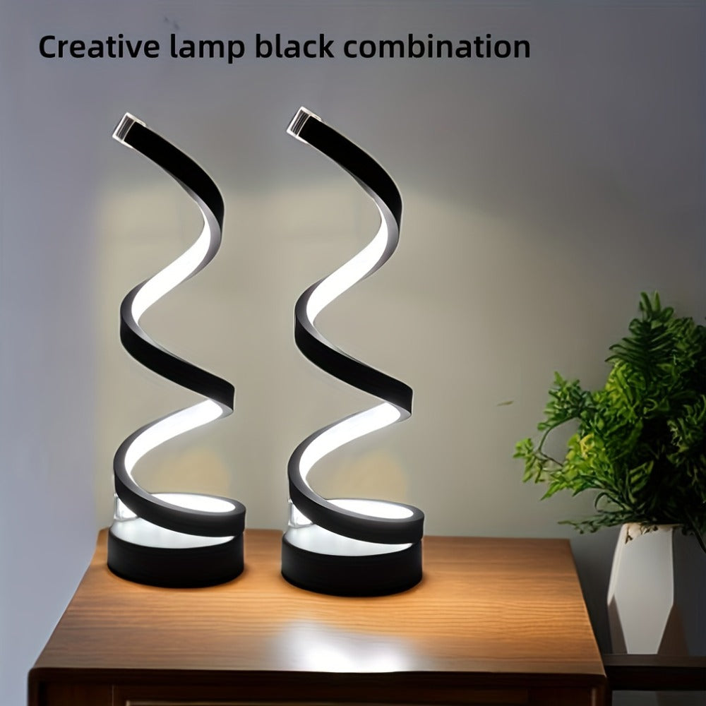 LED Table Lamp with Touch Control ¨C Spiral Vintage Desk Light, 3 Color Modes, Adjustable Arm, USB-C Powered, Minimalist Bedside Lamp for Bedroom, Living Room, Office & Study