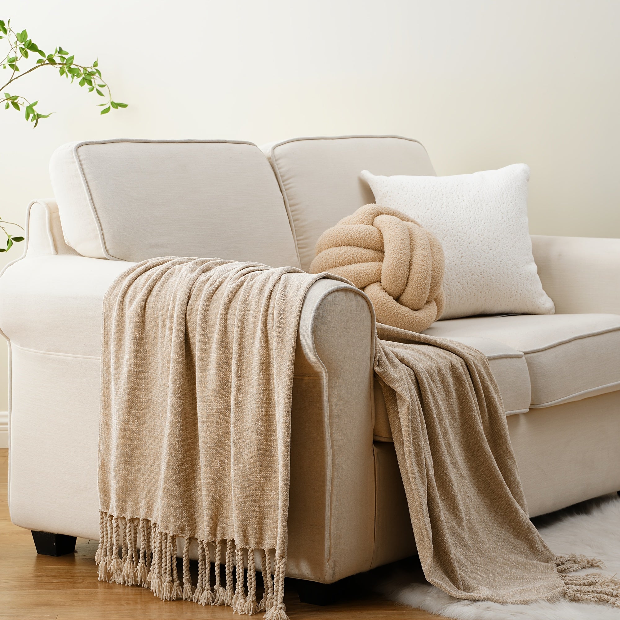 Chenille Fringe Throw Blanket ¨C 180-200gsm Velvety Soft Decorative Throw for Sofa & Couch, Home Decor, 50¡±¡Á60¡±, 17 Colors