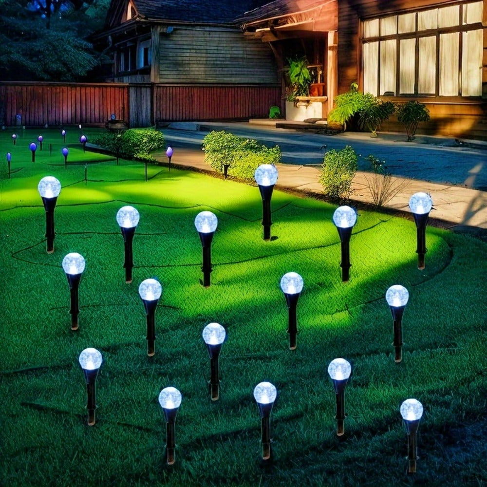 Solar LED Garden Path Lights 30pcs Bubble Shape | Auto On at Night | Waterproof Outdoor Stake Lights | Colorful & Warm White | Lawn Landscape Lights for Garden Patio Wedding Party Festival