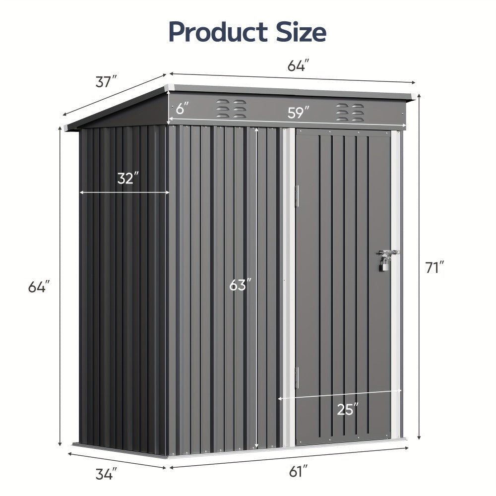 Outdoor Storage Shed 5x3ft Metal Garden Shed for Outside Tool Storage & Organization, Waterproof Backyard Storage House