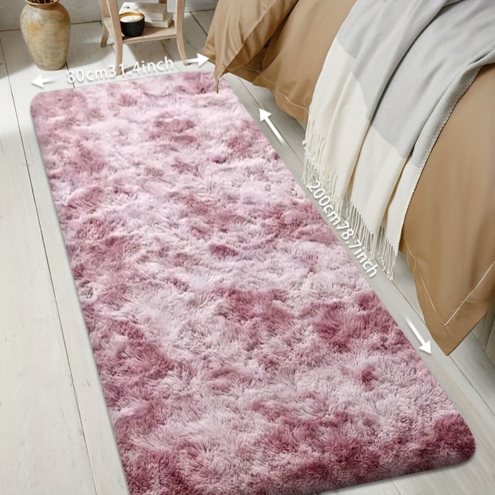 Tie-Dye Plush Fluffy Mat Absorbent Non-Slip ¨C Luxury Soft Bathroom Rug for Living Room & Bedroom, Modern Home Decor Floor Mat, 31.5x78.7 in ¨C Light Grey, Dark Gray, Light Pink, Black