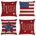 Patriotic Pillowcase Set 4pcs ¨C Stars & Stripes Polyester Pillow Covers, Zipper Closure, Machine Washable, Red White Blue July 4th Independence Day Home Decor