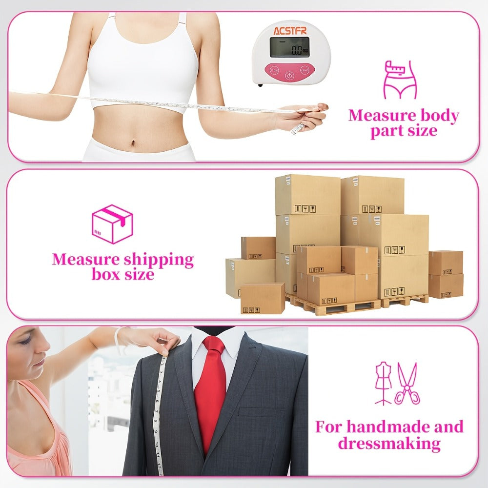 Digital Body Measuring Tape 60 Inch 150cm Smart Retractable Electronic Tape Measure for Weight Loss Waist Hip Chest Arm Body Measurement USB Rechargeable Fitness Tracker Tool