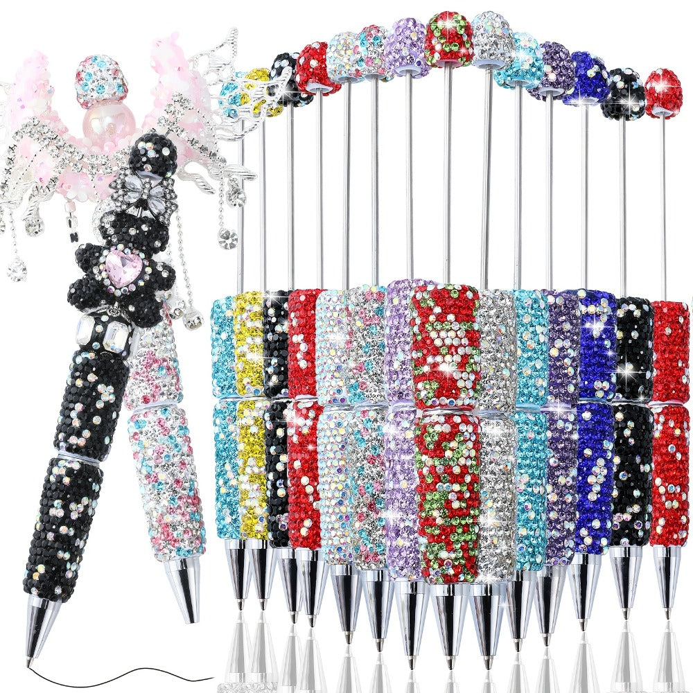 Glitter Beaded Pens Set 20pcs Sparkly String Bead Ballpoint Pens Colorful Fun Writing Pens for Office School Party Favors Wedding Gifts Birthday Presents Girls Women