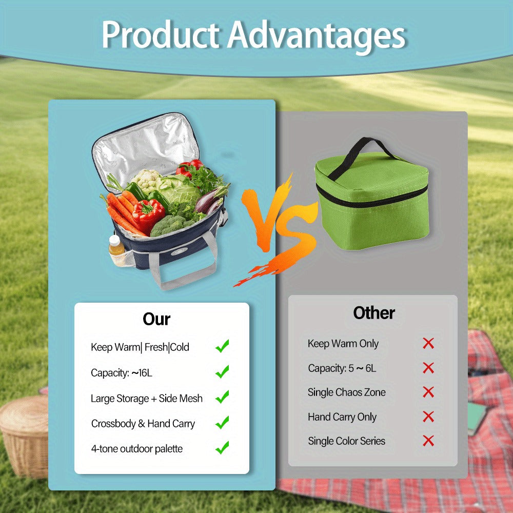 Insulated Lunch Bag Large Capacity Thermal Leakproof Lunch Tote with Shoulder Strap Heavy Duty Oxford Cloth Lunch Box Keeps Food Hot Cold for Work School Picnic Travel Adults Kids
