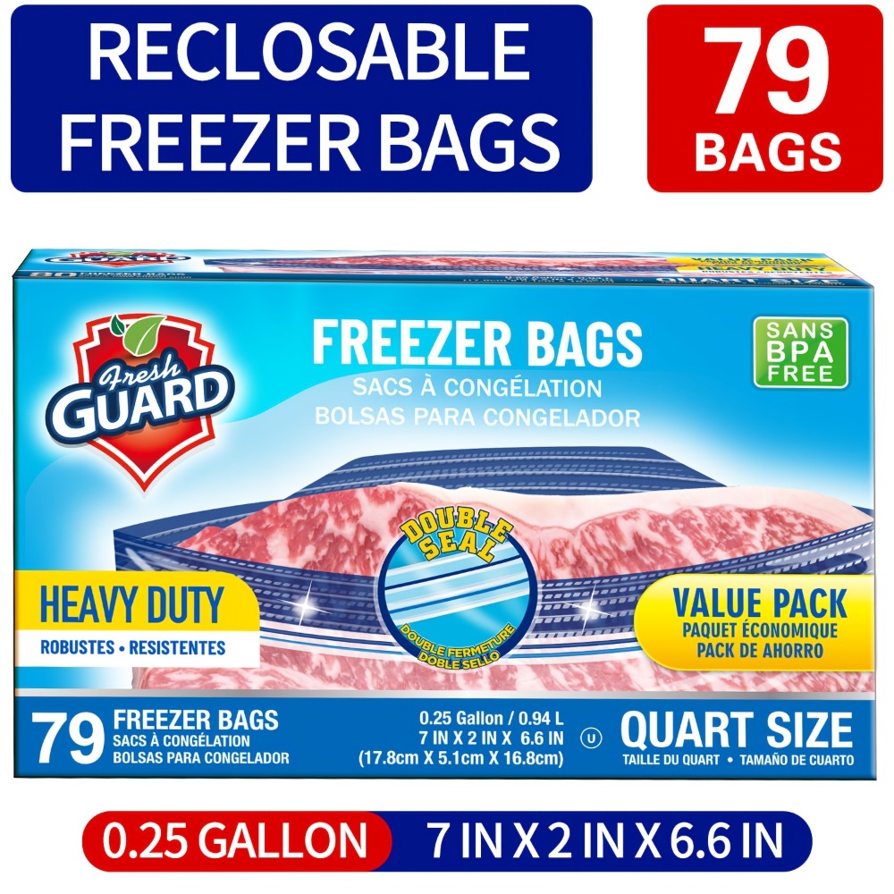 Freezer Storage Bags Resealable ¨C Sturdy Bulk Food Storage Bags with Easy-Open Tabs for Freezer & Refrigerator ¨C 0.25 Gallon, 1 Gallon & 2 Gallon for Fruits, Vegetables, Meats & Meal Prep