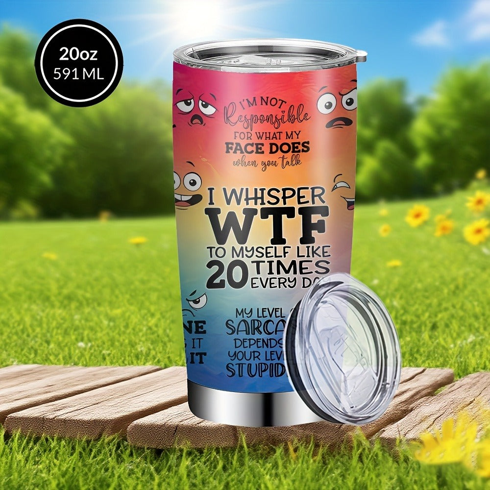 Insulated Tumbler 20oz with Lid & Straw Rainbow Humor Pattern Stainless Steel Travel Coffee Mug Hot Cold Drinks Gift for Women Men Coworker Birthday Christmas