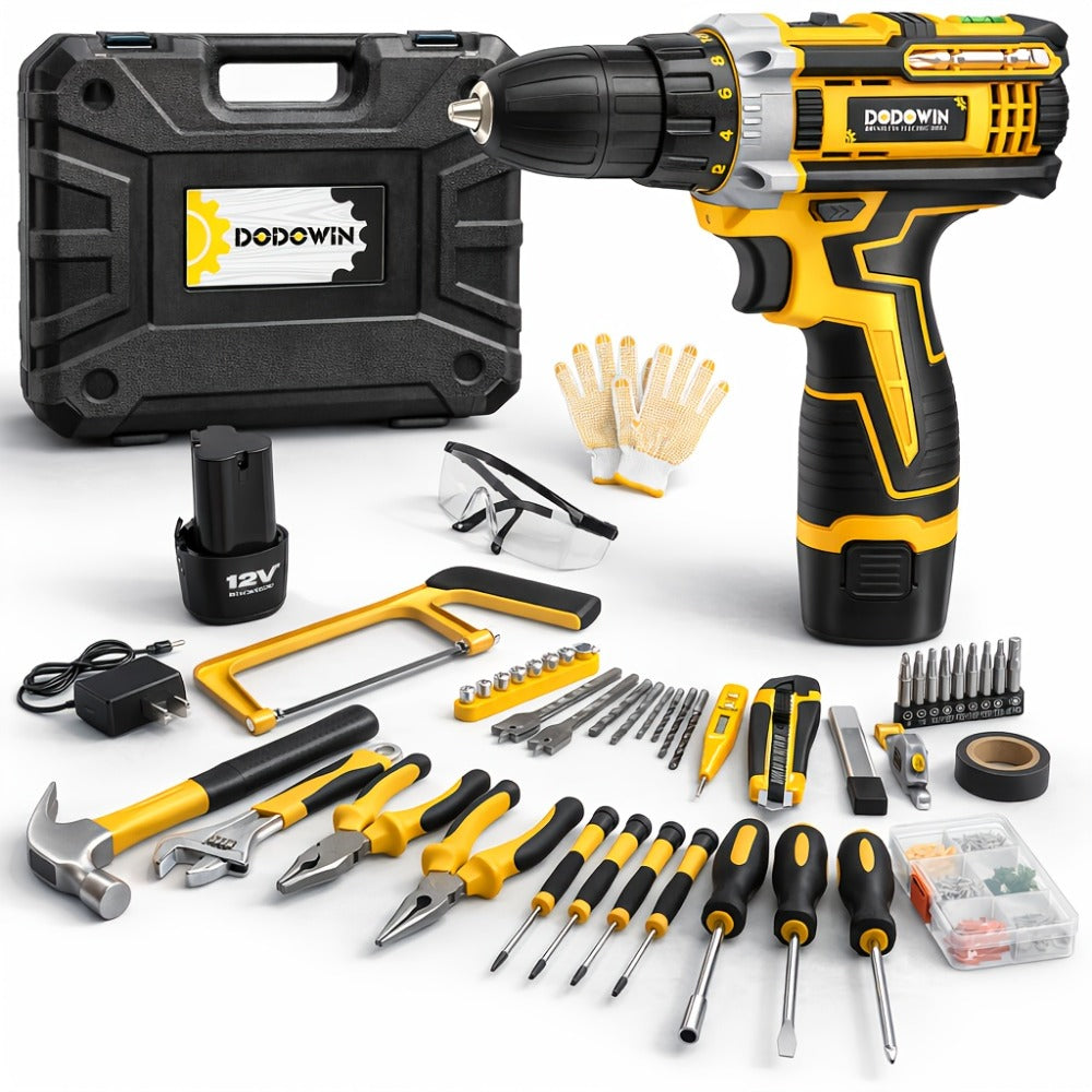 Cordless Impact Drill Set 12V / 21V Electric Drill Kit ¨C 45Nm Torque, 2-Speed, Keyless Chuck, LED Light, Battery & Charger Included, Up to 115pcs Accessories for Home Repair, DIY & Construction