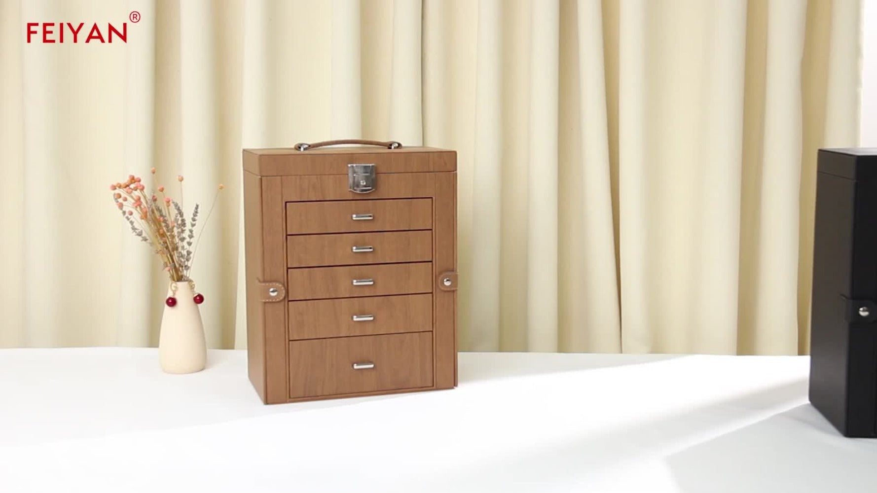 Jewelry Box 6 Tier with 5 Drawers Mirror & Lock | Large Jewelry Organizer Storage Case Gift for Women