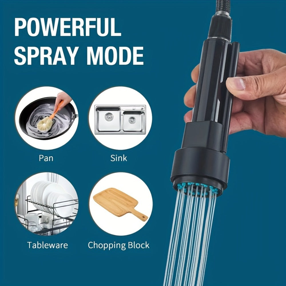 Kitchen Faucet with Pull Down Sprayer Single Handle Single Hole High Arc Spring Commercial Sink Faucet ¨C 360¡ã Swivel Splash-Proof Nozzle, Matte Black Chrome Brushed Nickel, Modern Monobloc Mixer Tap