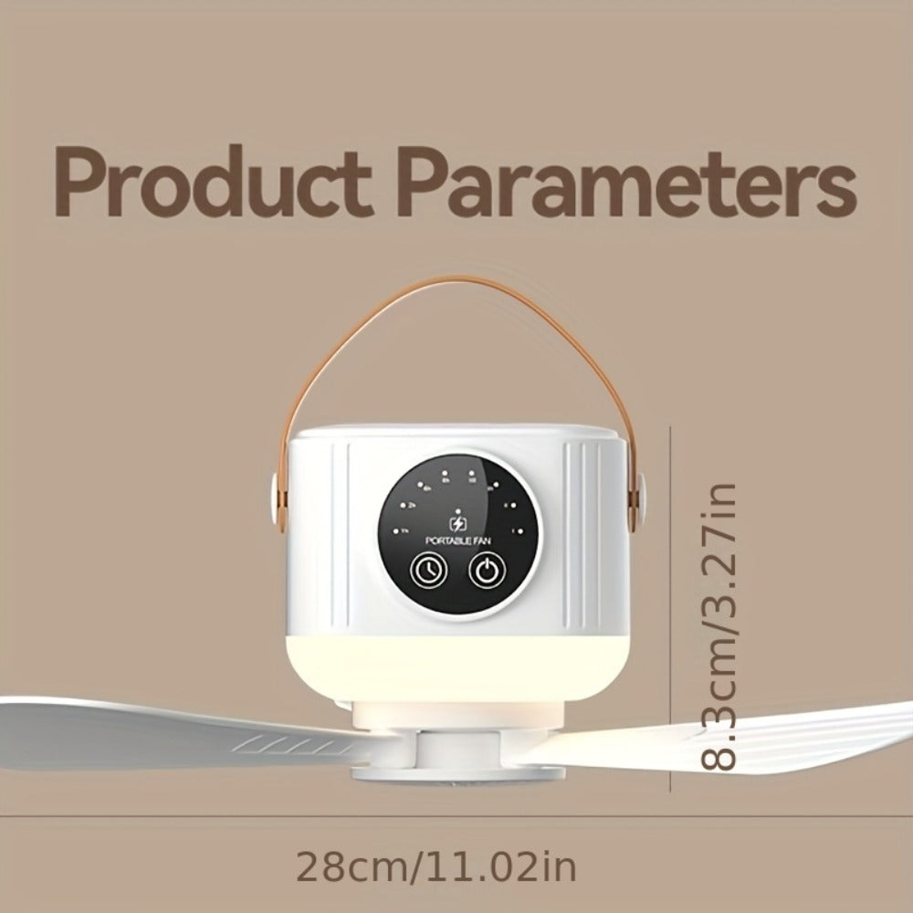 Portable Tent Fan with Remote Control USB Powered Hanging Hook Camping Fan with Triangular Stand Aromatherapy LED Light Emergency Survival Outdoor Fan
