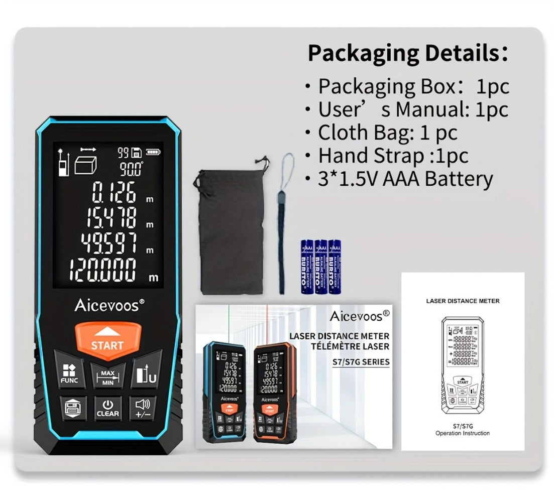 Laser Distance Meter Green Beam Digital Rangefinder 50M 70M 100M 120M Laser Tape Measure with LCD Display for Construction Surveying Indoor Outdoor Measuring