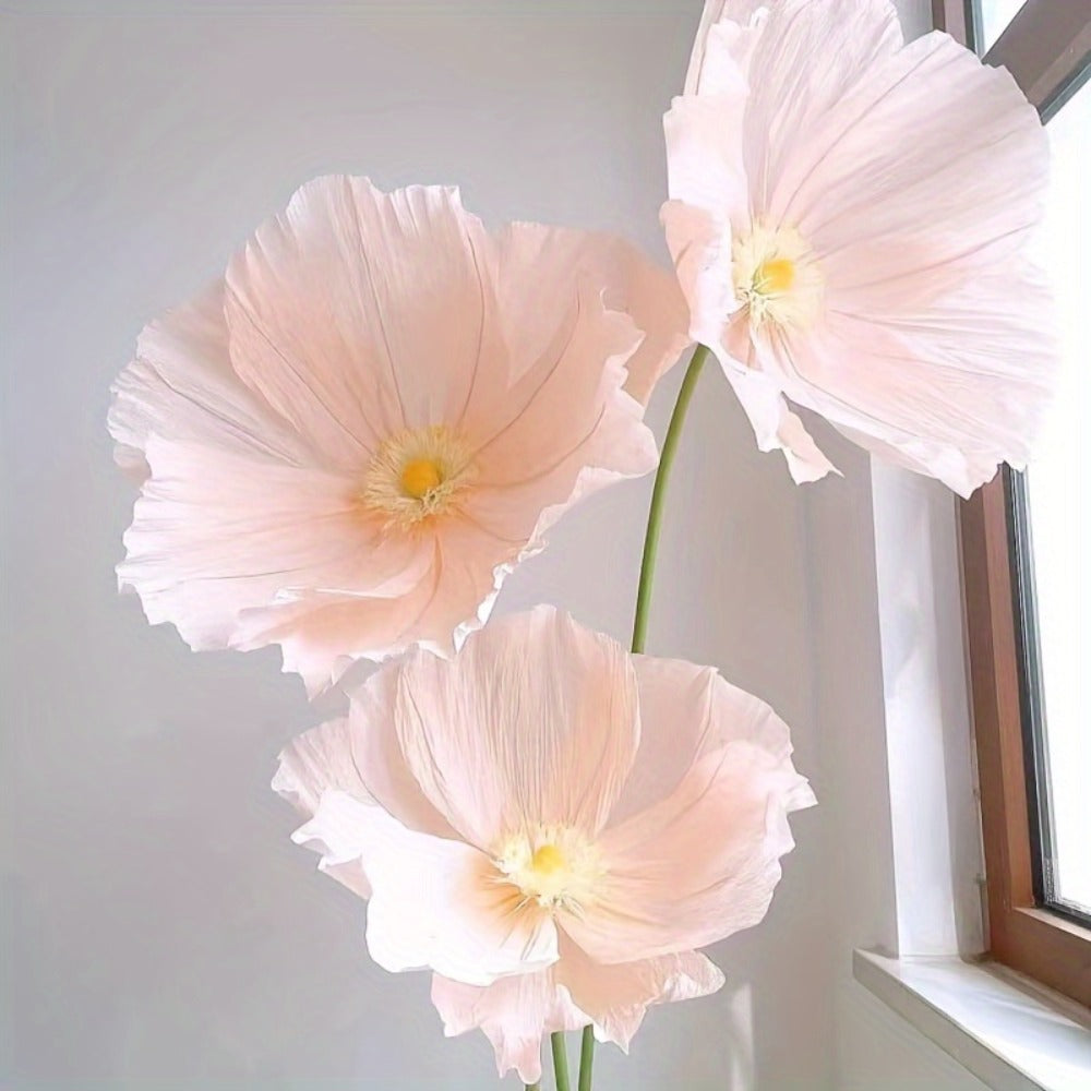 Giant Paper Poppy Artificial Flower - Super Large Floor Standing Fake Flower for Wedding Backdrop, Shop Window Display, Event & Party Decoration, Paper Art Floral Decor, Multiple Colors