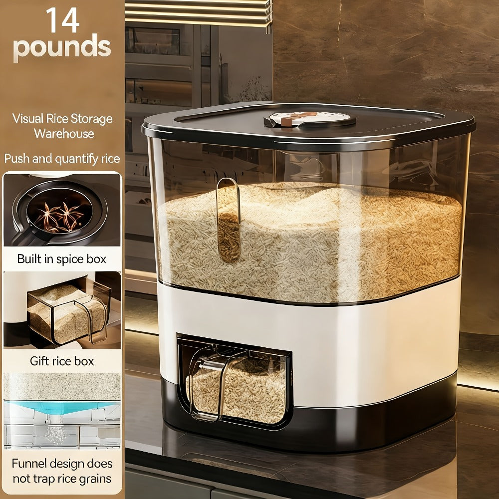 Airtight Rice Container with Measuring Cup | Large Capacity Moisture-Proof Rice Dispenser for Rice, Grains, Flour, Pet Food ¨C BPA-Free Kitchen Food Storage