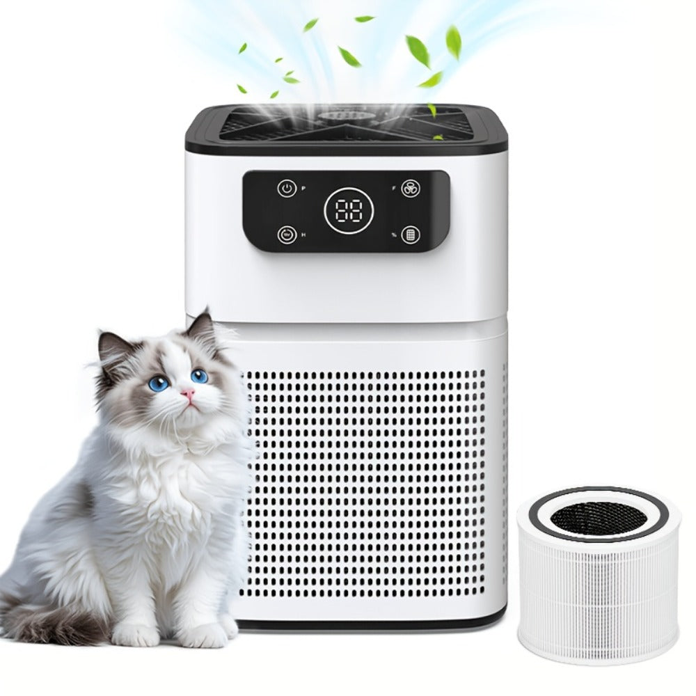 Small Air Purifier for Pets, Dust & Odor ¨C Aromatherapy Function, Ultra-Quiet Sleep Mode, Compact Air Cleaner for Bedroom, Office & Living Room, Pet Air Purifier with Low dB for Home Use, White & Black