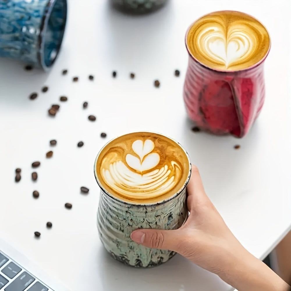 Ceramic Coffee Mug 18 Oz ¨C Vintage Kiln-Fired Hand Warmer Cup with Speckled Glaze ¨C Insulated Large Coffee Cup for Home & Office ¨C Unique Gift for Christmas, Valentine's Day & Holidays