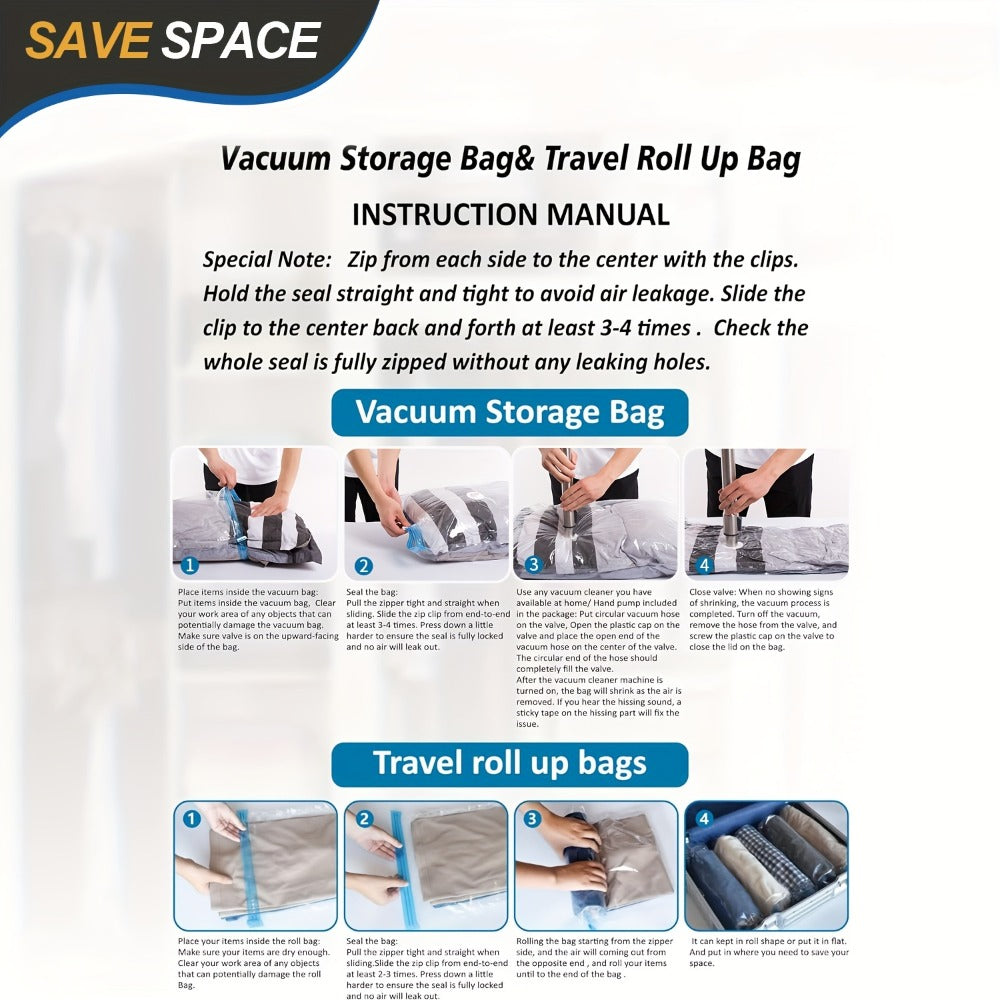 Vacuum Storage Bags Space Saver Bags for Clothes Comforters Bedding Travel Luggage ¨C Extra Thick Jumbo Seal Bags 4pcs 8pcs 10pcs 12pcs 20pcs 30pcs