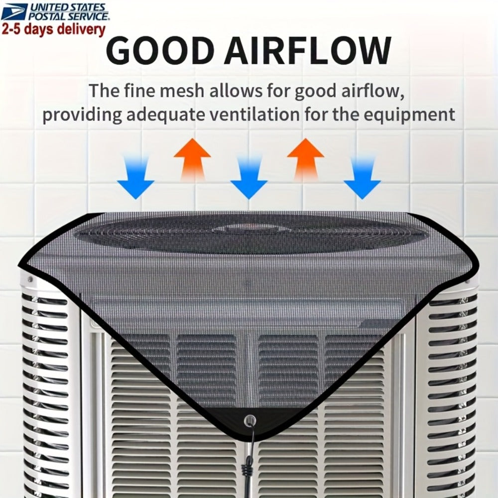 Outdoor Air Conditioner Cover 26¡±x26¡±, Universal PVC Mesh AC Unit Protector, Prevents Leaves Debris Snow, Weatherproof Outdoor AC Cover for Winter Christmas Season