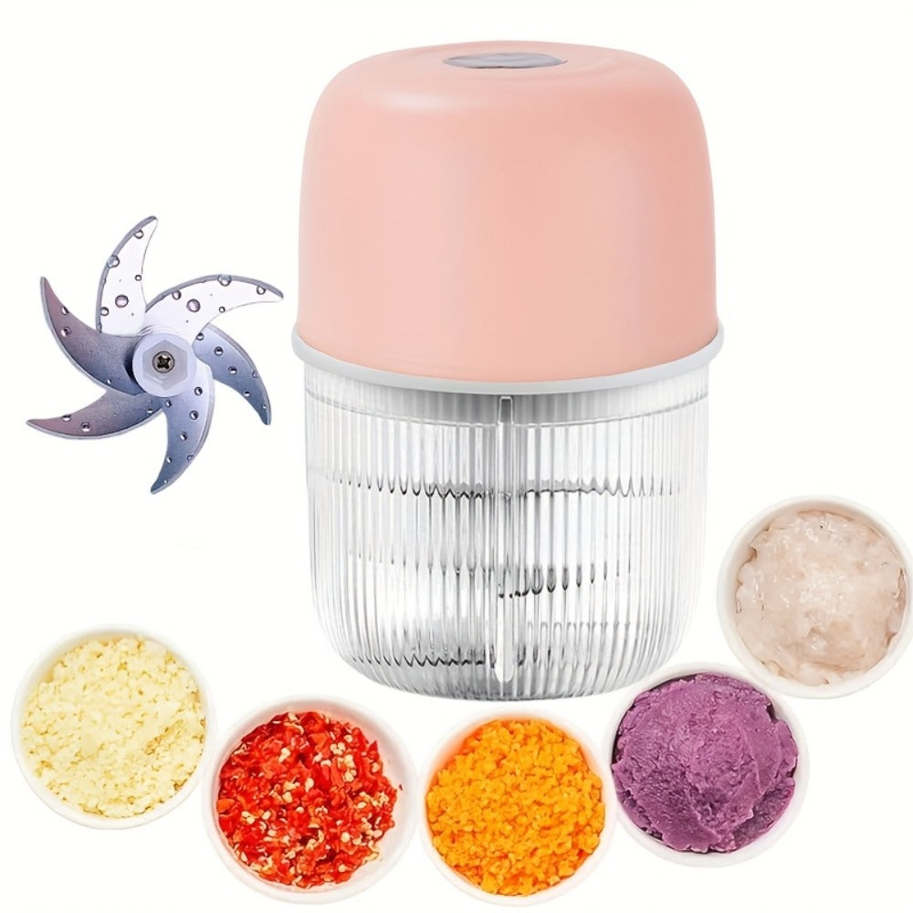 Electric Garlic Chopper USB Rechargeable Mini Food Chopper with 800mAh Battery - Portable Vegetable Garlic Grinder Onion Blender for Garlic Ginger Chili Fruits Meats - Kitchen Gadget Gift