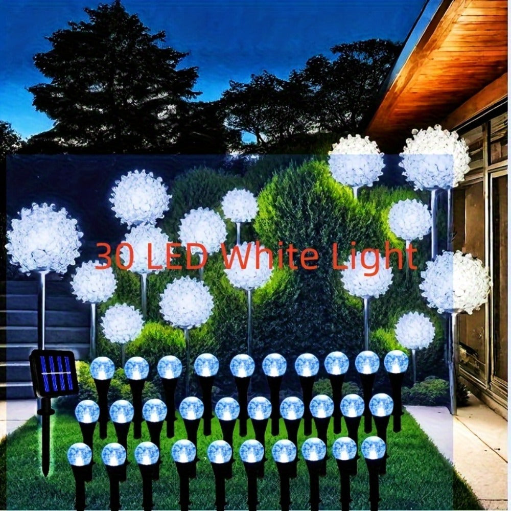 Solar LED Garden Path Lights 30pcs Bubble Shape | Auto On at Night | Waterproof Outdoor Stake Lights | Colorful & Warm White | Lawn Landscape Lights for Garden Patio Wedding Party Festival