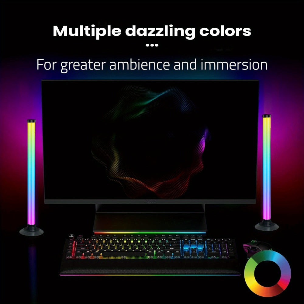 RGBIC LED Light Bar Music Sync RGB Ambient Lighting USB Powered 64+ Modes 16 Million Colors App Remote Control Desktop TV Backlight Mood Lamp Room Decor Night Light 2pcs