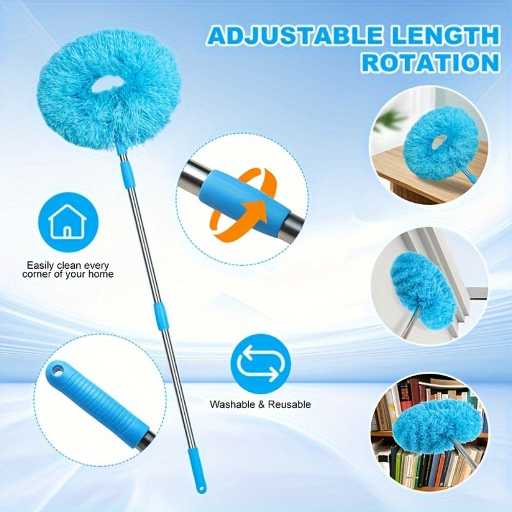 Ceiling Fan Cleaner Brush with Extension Rod ¨C Detachable Washable Ultra-Fine Microfiber Duster for High Ceilings, Fans, Furniture & Cars, Long Reach Dust Brush Cleaning Tool Set (Blue)