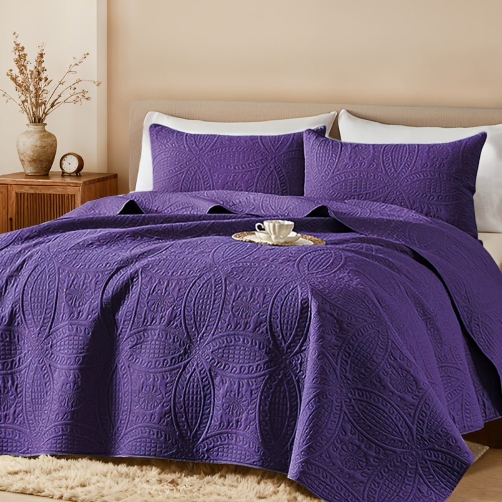 Quilt Coverlet Set 2-3 Piece Lightweight Microfiber Bedspread Coin Pattern Soft Skin-Friendly Anti-Allergy Machine Washable Twin Full Queen King