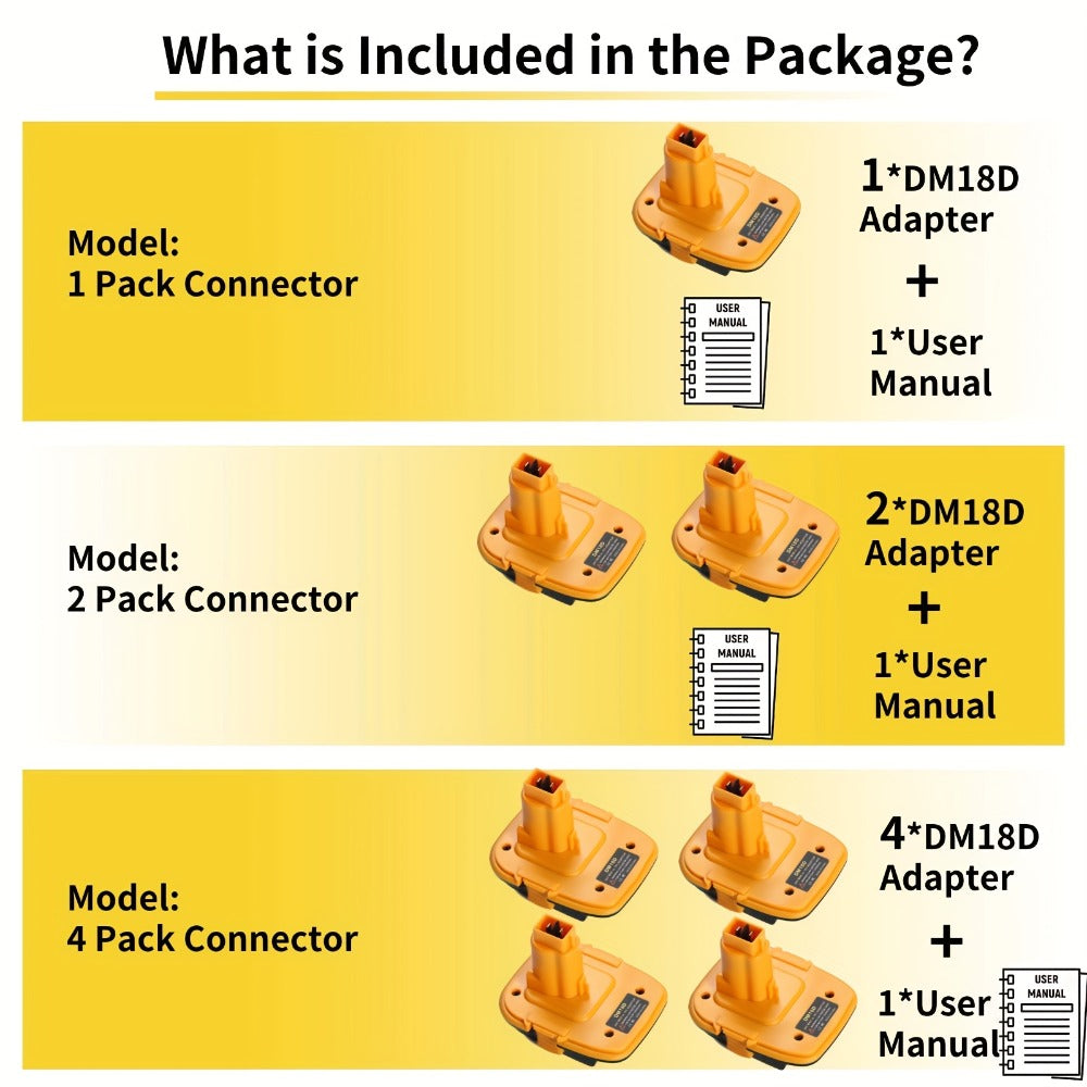 DM18D Battery Adapter for DeWalt 18V XRP NiCad NiMh Cordless Tools Compatible with DeWalt 20V Li-ion or MK 18V Red Tools Li-ion Replaces DeWalt 18V Battery 2 Pack or 4 Pack Adapter Only