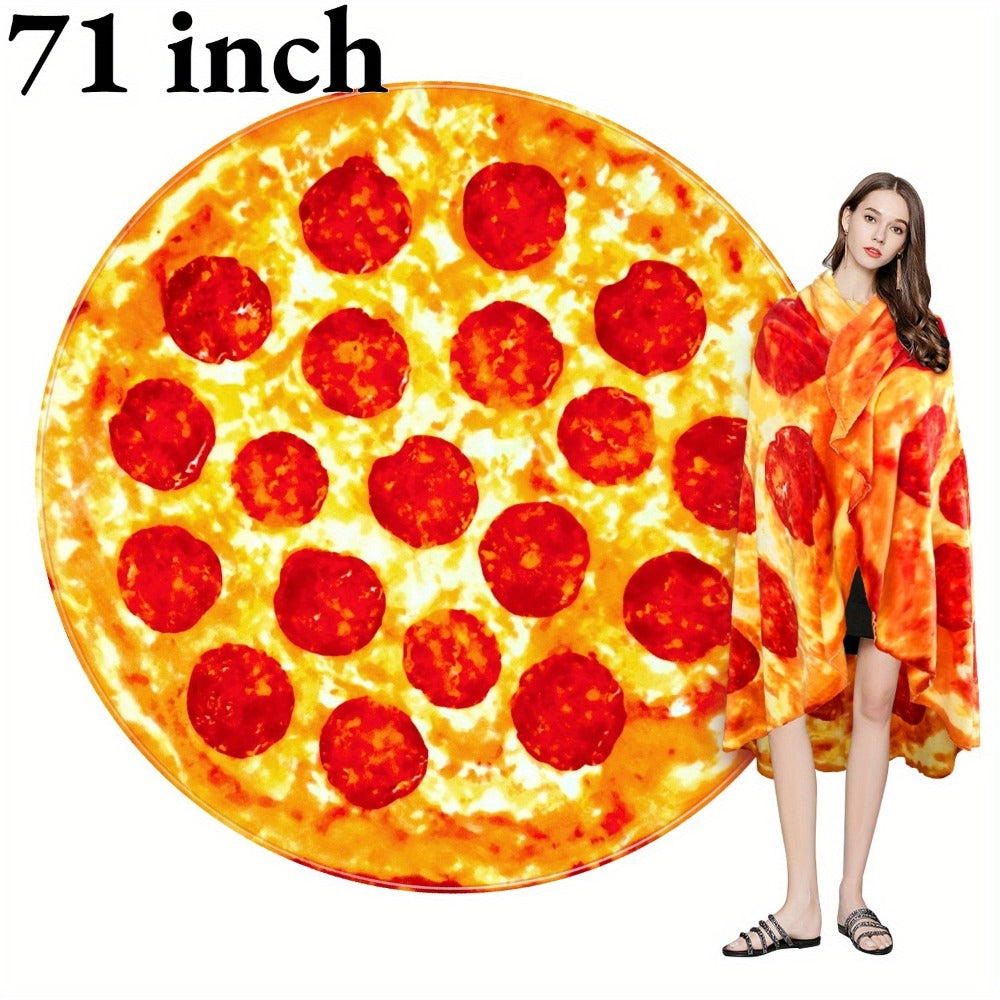 Food Print Flannel Throw Blanket - Funny Pizza Donut Pancakes Digital Print 250GSM Soft Cozy Lightweight All-Season Foodie Throw for Couch Sofa Bed Office Camping Travel