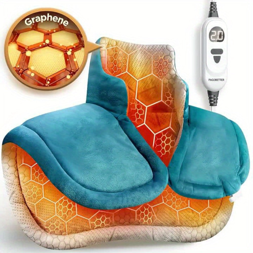 Heating Pad for Neck & Shoulders ¨C 130W Graphene Weighted Electric Pad, 6 Heat Settings, 4 Timers, Auto Shut-Off, Machine Washable