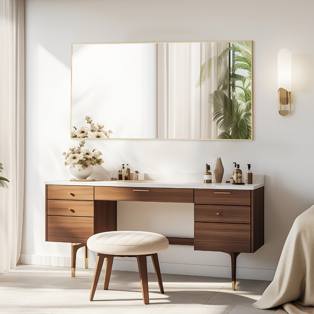 Full Length Mirror Floor Mirror with Stand, Aluminum Alloy Frame Full Body Mirror, Standing Hanging or Leaning Against Wall for Bedroom Living Room Dressing
