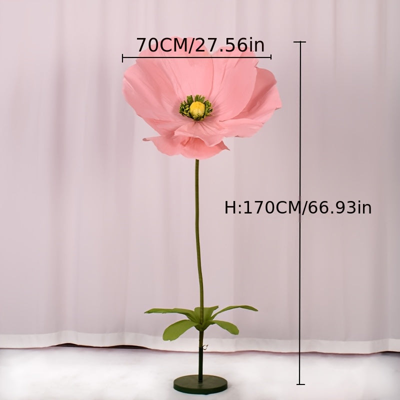 Giant Paper Poppy Artificial Flower - Super Large Floor Standing Fake Flower for Wedding Backdrop, Shop Window Display, Event & Party Decoration, Paper Art Floral Decor, Multiple Colors