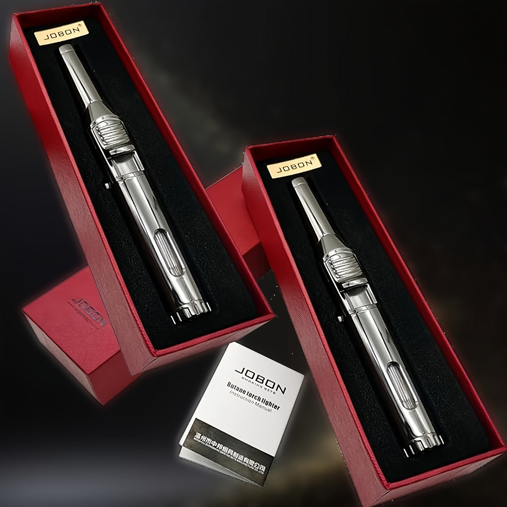 Refillable Butane Torch Lighter Pen Style ¨C JOBON Jet Flame Lighter with Adjustable Flame, Ignition Lock, 360¡ã Rotatable High-Temp Nozzle, Safety Lock, Visual Gas Tank, Gift Box Included, Ideal for Candles BBQ Cooking Camping
