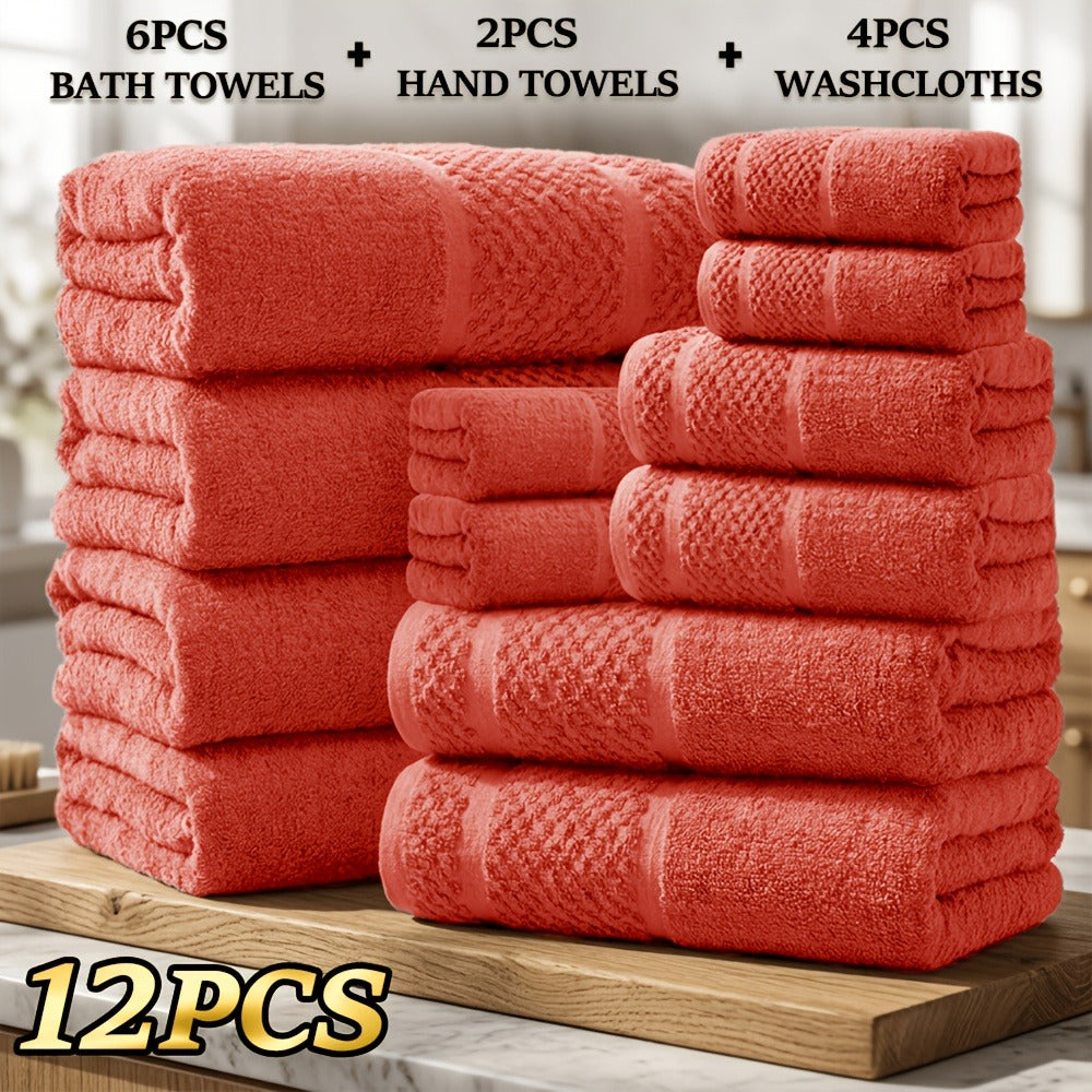 Bath Towel Set 450GSM Soft Absorbent - 12 16 18 Piece Cotton Blended Solid Color Bathroom Towels Set for Bath Hand Face | Hotel Spa Quality | Travel Shower Home | Multiple Colors & Sizes Available