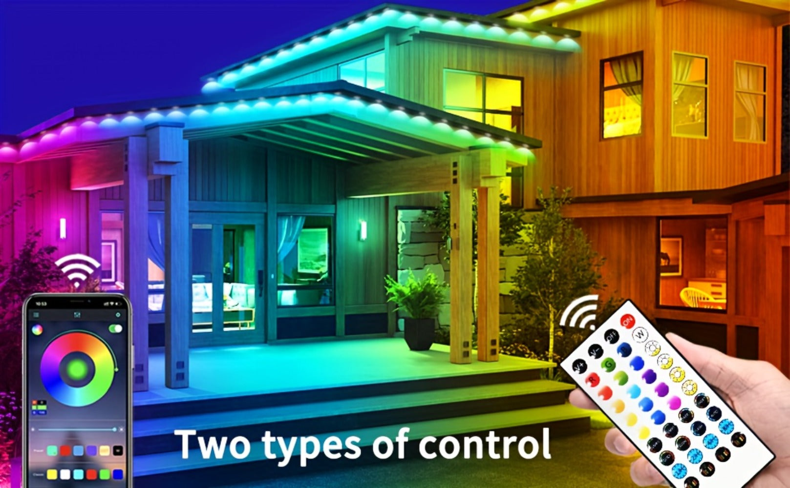 Permanent Outdoor Lights RGB Eave Light IP67 Waterproof | DIY Scene Mode Music Sync Color Changing | Outdoor Decoration Garden Party Holiday Lighting 50FT 100FT 200FT 300FT 400FT