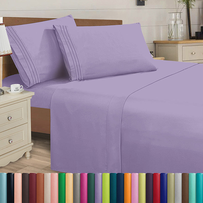 Microfiber Bed Sheet Set 4-Piece Deep Pocket Cooling Sheets Twin Full Queen King Cal King Split King ¨C Soft Wrinkle Fade Resistant Hotel Quality Bedding