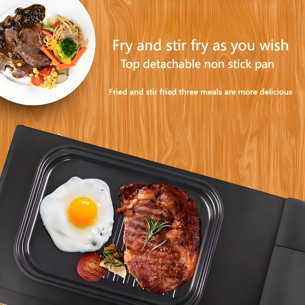 3-in-1 Breakfast Maker Station ¨C Fry Eggs, Toast Bread & Brew Coffee All at Once, Non-Stick Coating, Auto Power-Off Safety Timer, One-Click Operation for Fast Morning Meals