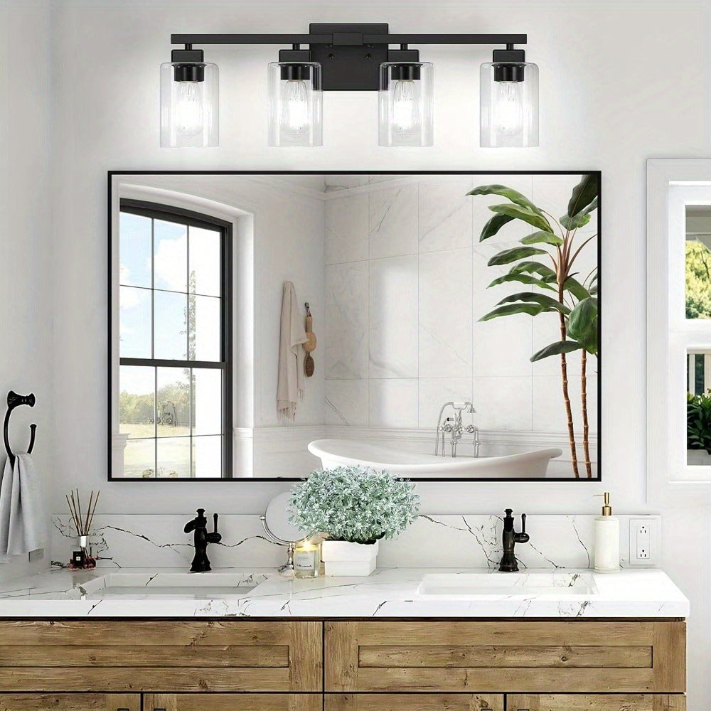 Modern Black Vanity Light Bar Wall Sconce Bathroom Fixture 3 4 5 Light Over Mirror Bedroom Hallway Living Room Hard-Wired Reversible Glass Shade