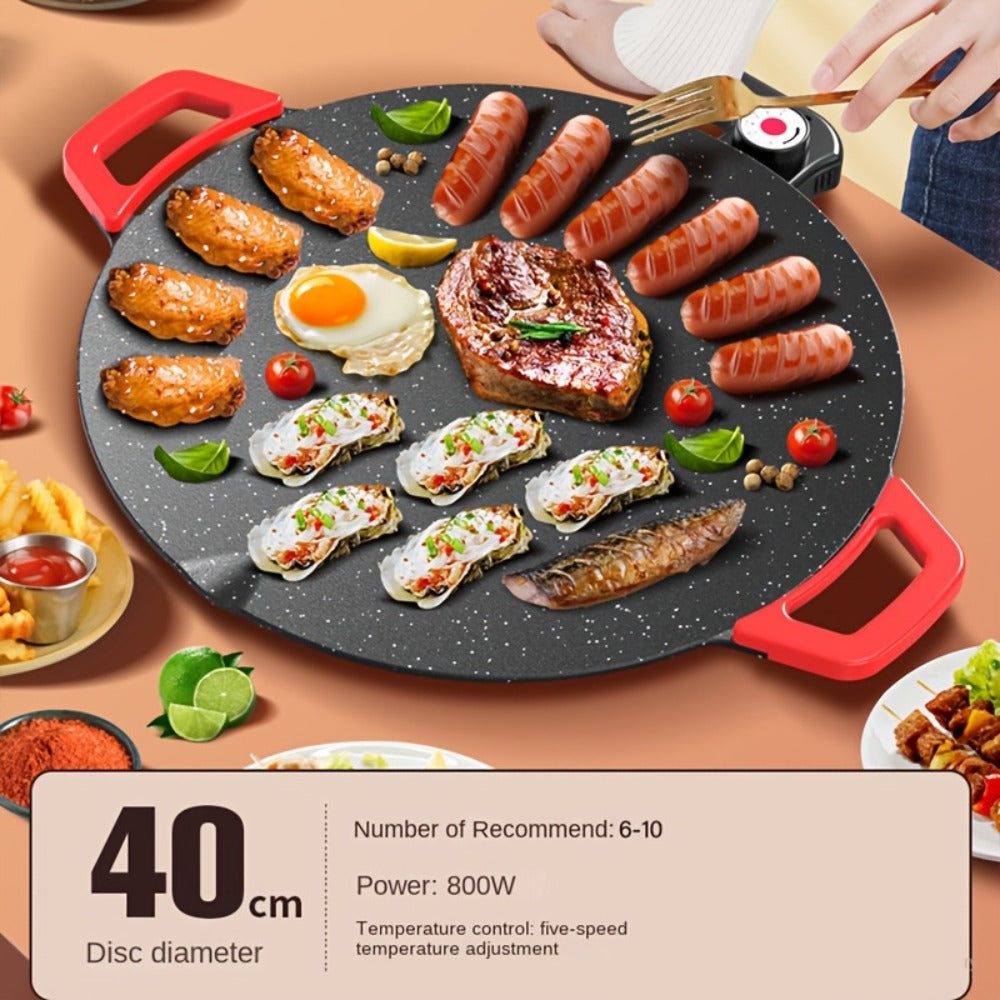 Electric Griddle Maifan Stone Non-Stick Coating 5-Speed Temperature Control - Indoor Electric Baking Pan with Red Handle, Easy Clean, for Pancakes Eggs Steak BBQ - 18¡±/19¡±/Square 26.9¡±