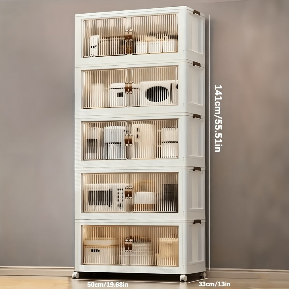 Lidded Storage Bins with Wheels ¨C 2/3/4/5-Tier Dual-Opening Storage Organizer Box with Lid, Large Stackable Storage Container for Books, Kitchen, Bedroom & Closet Organization
