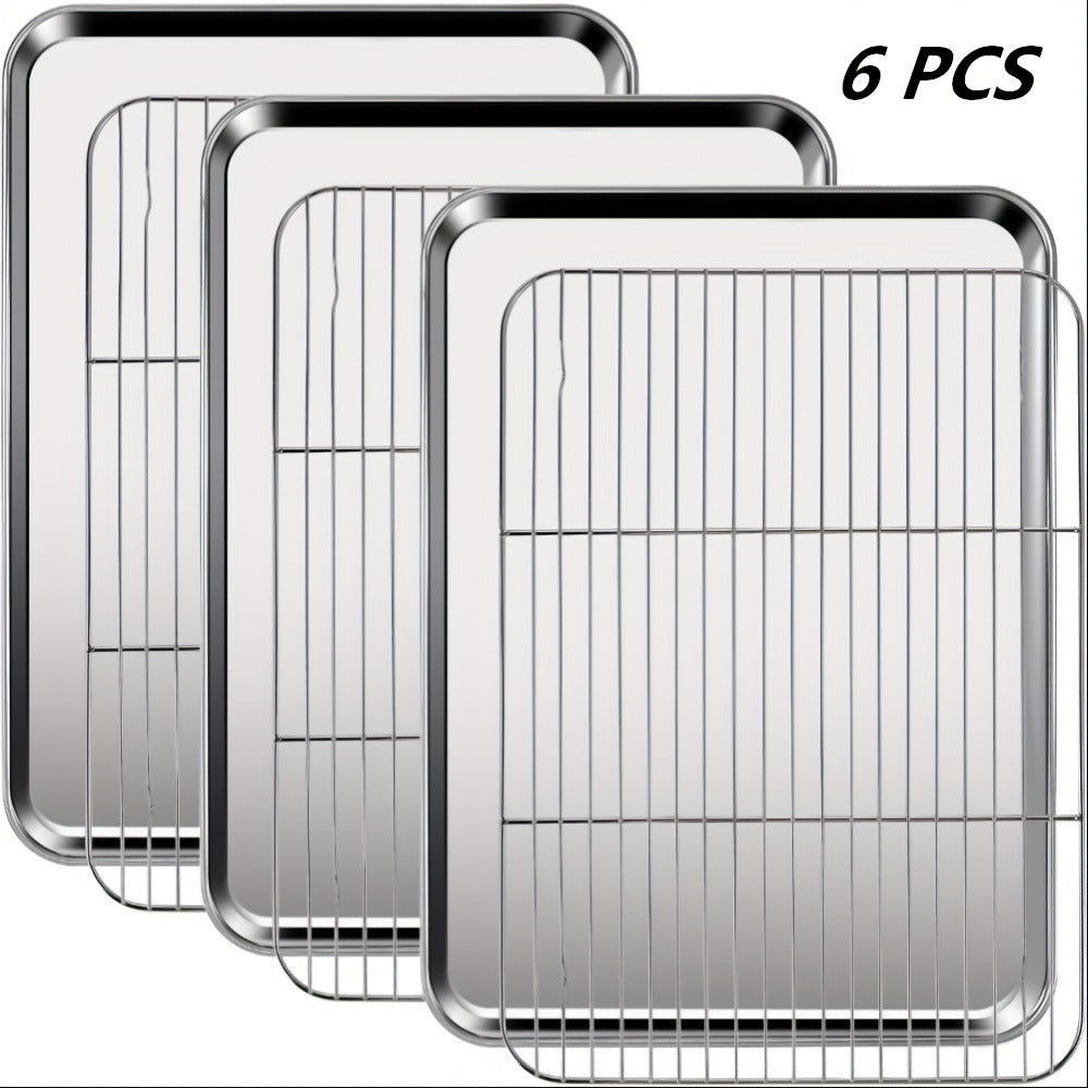 Baking Sheet and Rack Set Stainless Steel Half Sheet Pan with Cooling Rack Heavy Duty Rust Free Dishwasher Safe for Cookie Baking Roasting Grilling 2 3 4 Pan Options