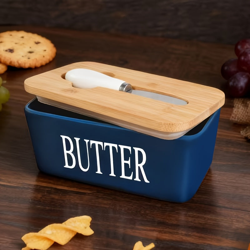 Ceramic Butter Dish with Lid and Knife ¨C Large Countertop Butter Keeper, Airtight Seal, Easy-Clean Design, Multiple Colors ¨C Kitchen Gift for Butter Lovers