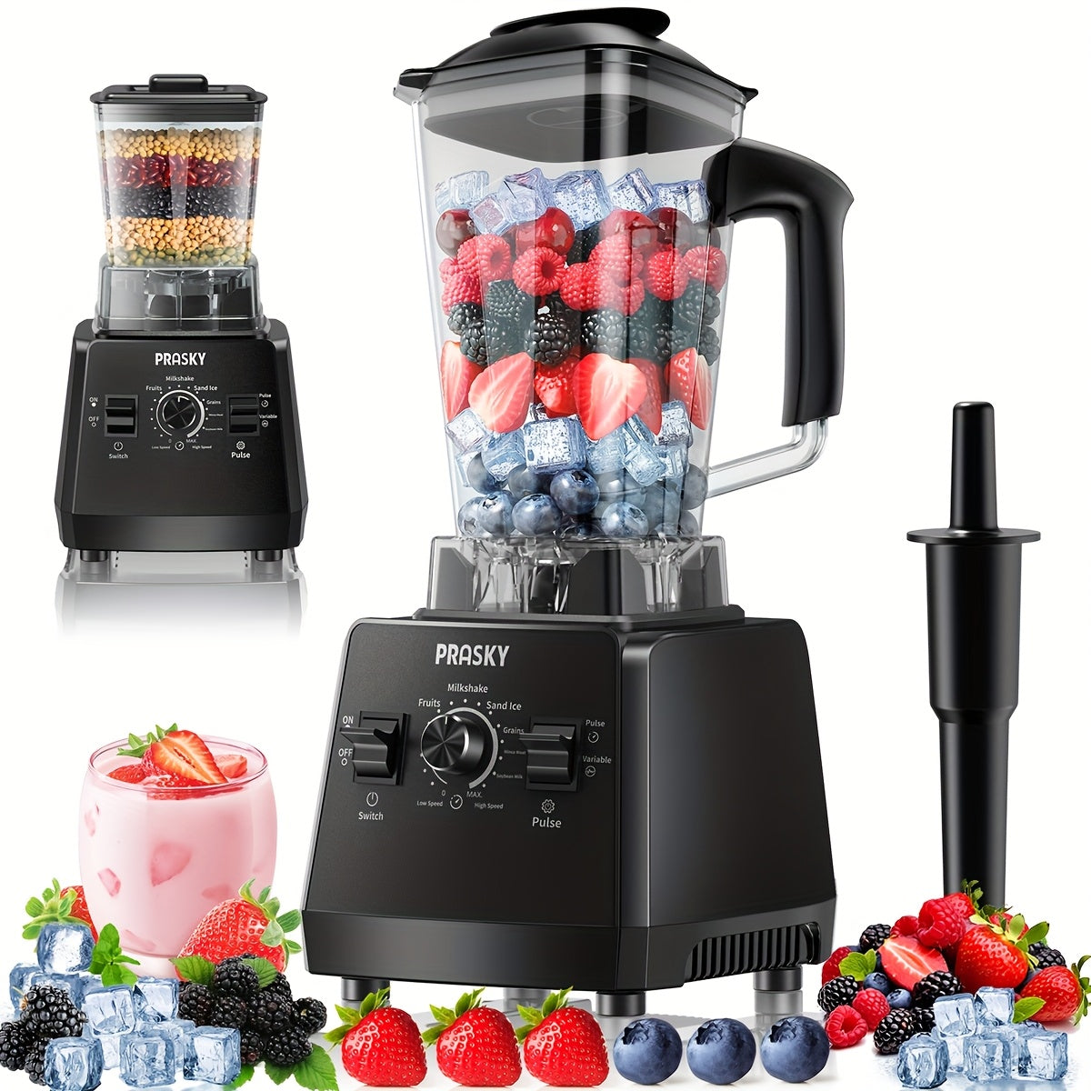 Professional Blender for Kitchen 68oz 25000RPM 2400W - Countertop Smoothie Blender with 2 Containers Stainless Steel Blade Variable Speed Pulse for Ice Frozen Fruit Juice Shakes 7 Colors