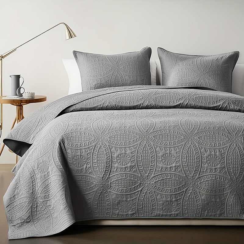 Quilt Set Bedspread with Pillowcases - Lightweight Microfiber Coverlet Twin Full Queen King, Soft Breathable Coin Pattern Comforter Set for Bedroom Dorm School