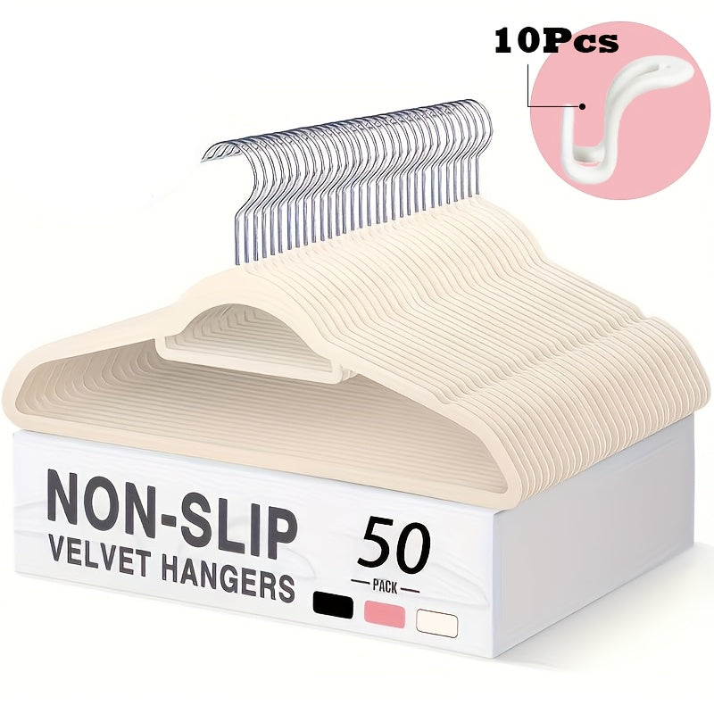 Velvet Hangers Non-Slip Slim Space Saving Clothes Hangers, Premium Flocked Suit Hangers for Closet Organization, Ultra Thin Strong Coat Hangers for Shirts Dresses Pants, 20 or 50 Pack Black Beige Pink