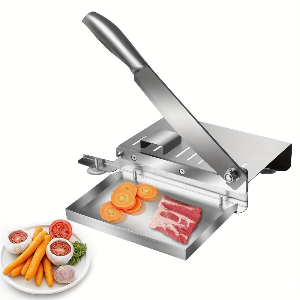 Stainless Steel Manual Meat Slicer Frozen Beef Cutter ¨C 408 Steel Blade Rectangle Slicer for Beef Rolls Vegetables & Bone | Easy to Clean Household Meat Cutting Tool Kitchen Gadget