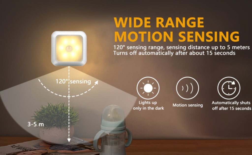 LED Night Light Motion Sensor Battery Powered Dusk to Dawn Smart Sensor Compact Nightlight for Bedroom Toilet Stairs Hallway Closet Warm White Cool White 2 Pack